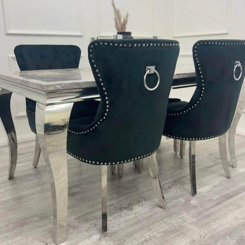 Denmark 1.8M Marble Dining Set (6 Chelsea Wing Chairs)