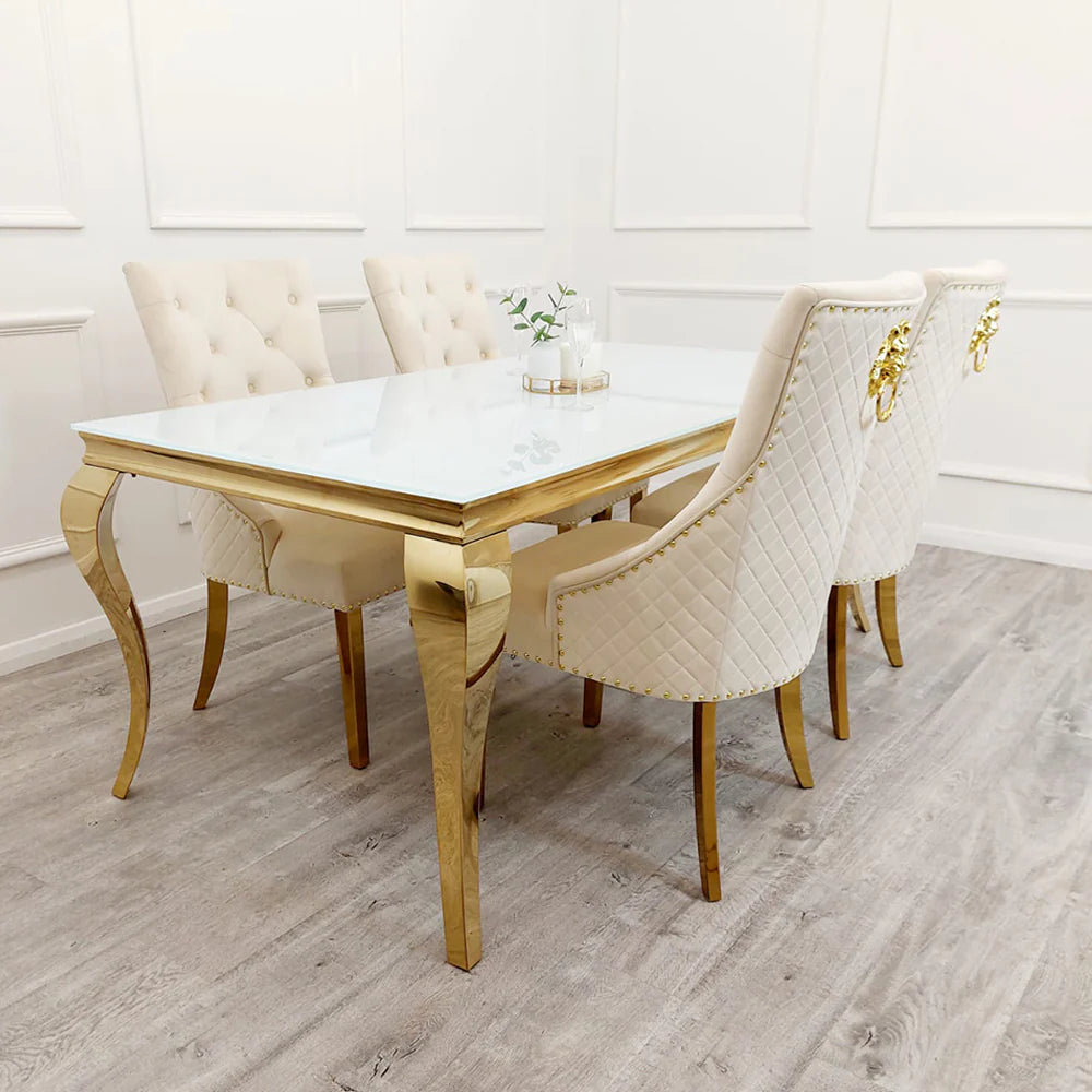 Denmark Gold 1.8M Marble Dining Set (6 Chelsea Wing Chairs)