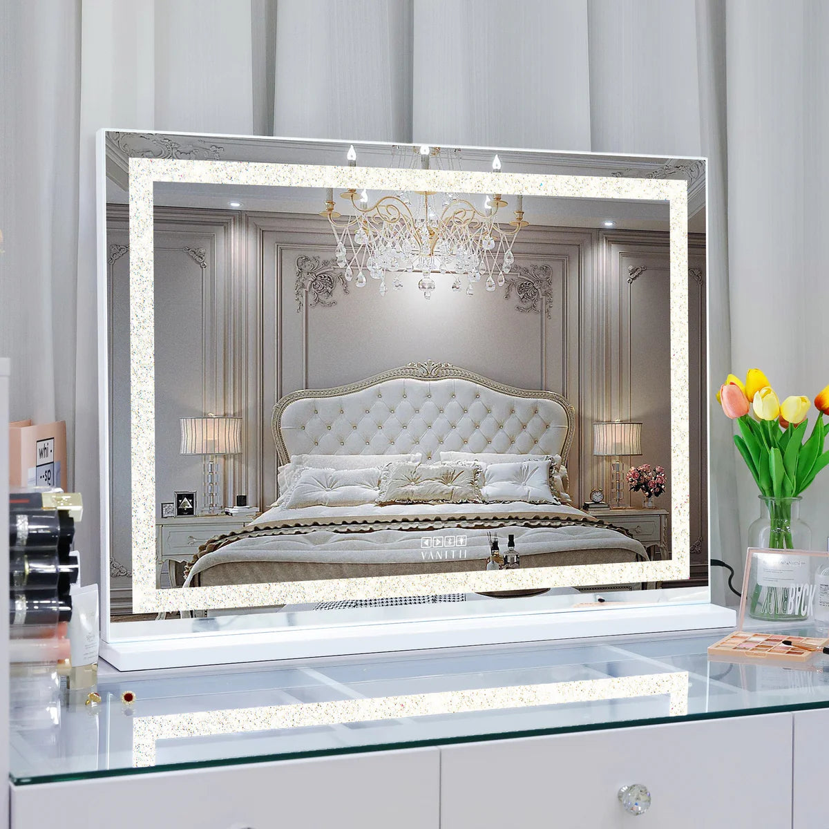 Luxury Crystal Hollywood Vanity Mirror with Bluetooth Speaker 80Cm