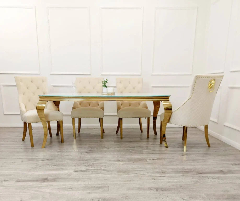 Denmark Gold 1.8M Marble Dining Set (6 Chelsea Wing Chairs)