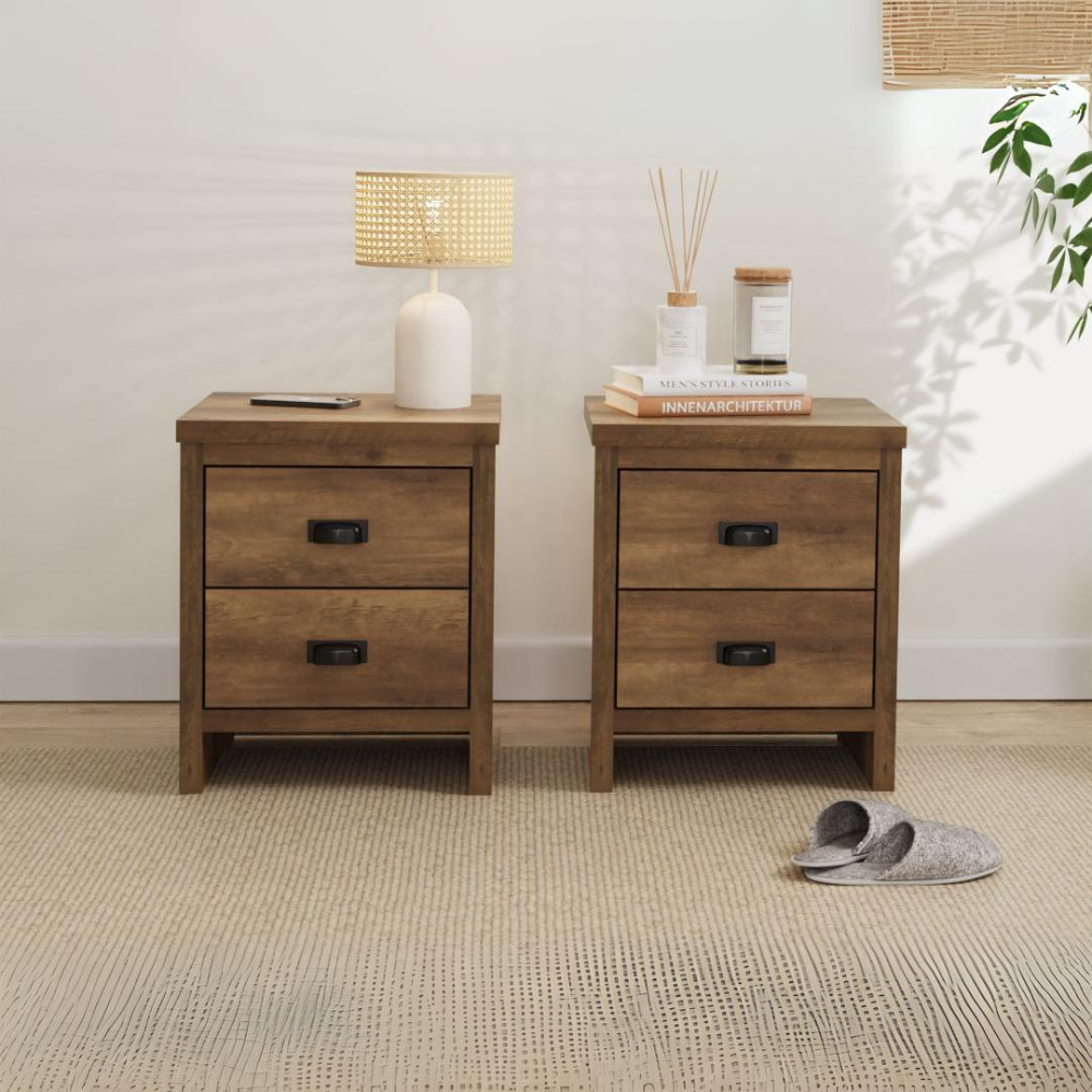 Boston 2 Drawer Bedside Table Pair