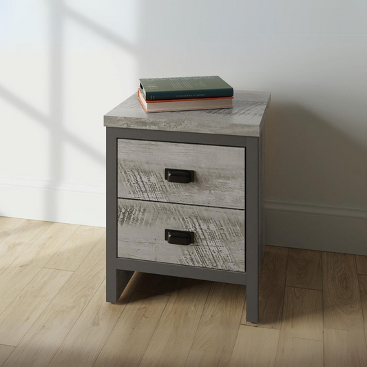 Boston 2 Drawer Bedside Table