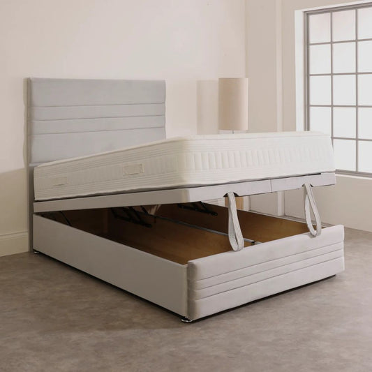 Ottoman Divan Storage Bed + 54 Inch Headboard (3 Panel Horizon Design)