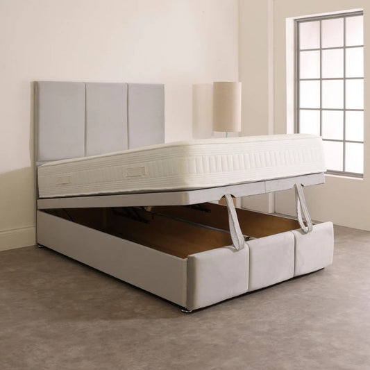 Ottoman Divan Storage Bed + 54 Inch Headboard (3 Panel Vertical Design)