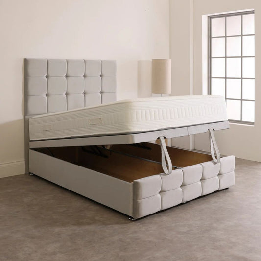 Ottoman Divan Storage Bed + 54 Inch Headboard (5 Cuboid Design)