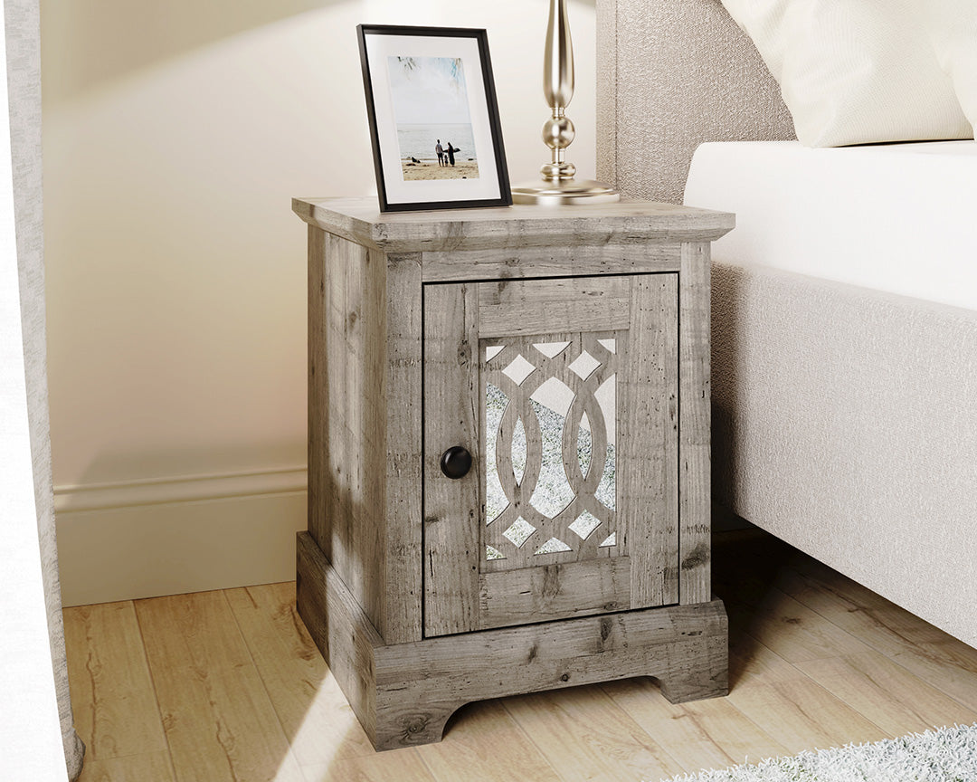 Amelie 1 Door Mirrored Bedside Table