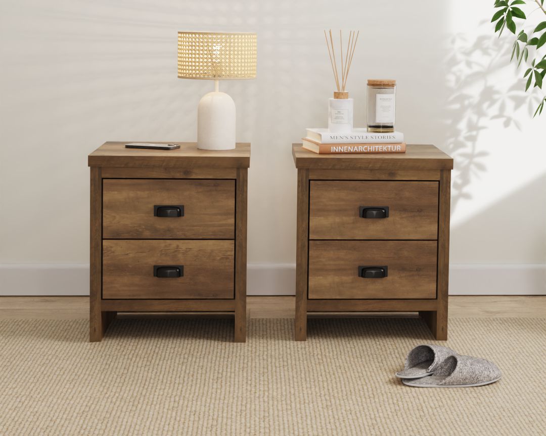 Boston 2 Drawer Bedside Table Pair